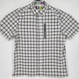 5.11 Tactical Shirt Mens Medium Button White Gray Short Sleeve Casual Outdoors